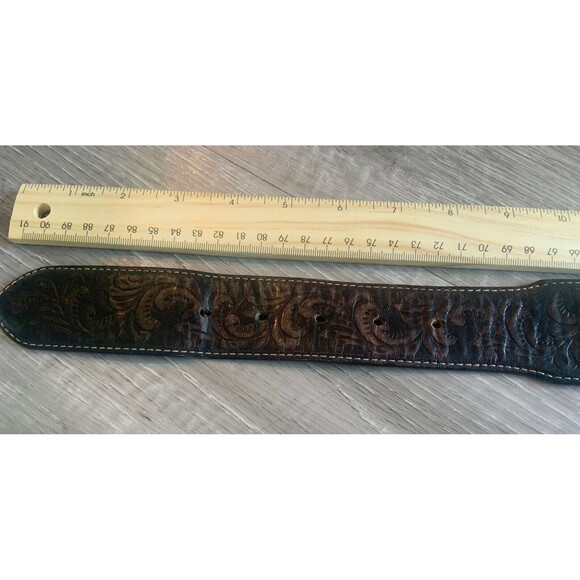 Tony Lama Memphis Lights Bling Tooled Leather Belt Size 30 Cowgirl Rodeo - Picture 5 of 6